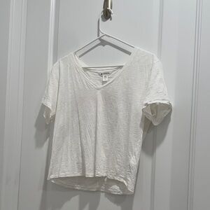 Athleta White Cropped Short Sleeve V-Neck Tee